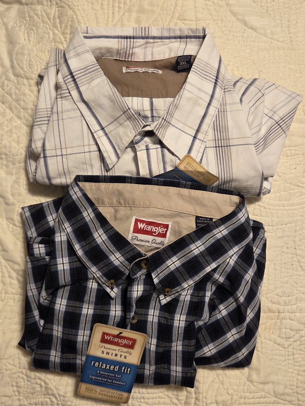Wrangler Short Sleeve Button 2 Shirt Lot 3XL 3XT Cotton